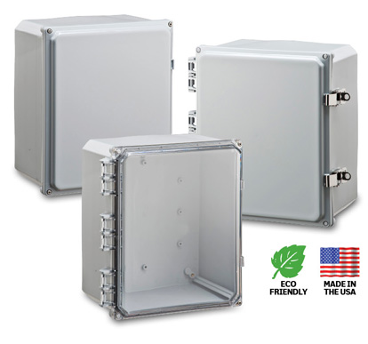 Integra Wallmount Enclosure; 12" x 10" x 6"; Polycarbonate; Solid Cover; Hinge/Screw Connection; NEMA 6P